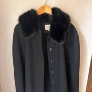 LOFT Cape Coat with Faux Fur Collar